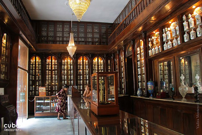Tequechel Farmacy with wood shelves © Cuba Absolutely, 2014