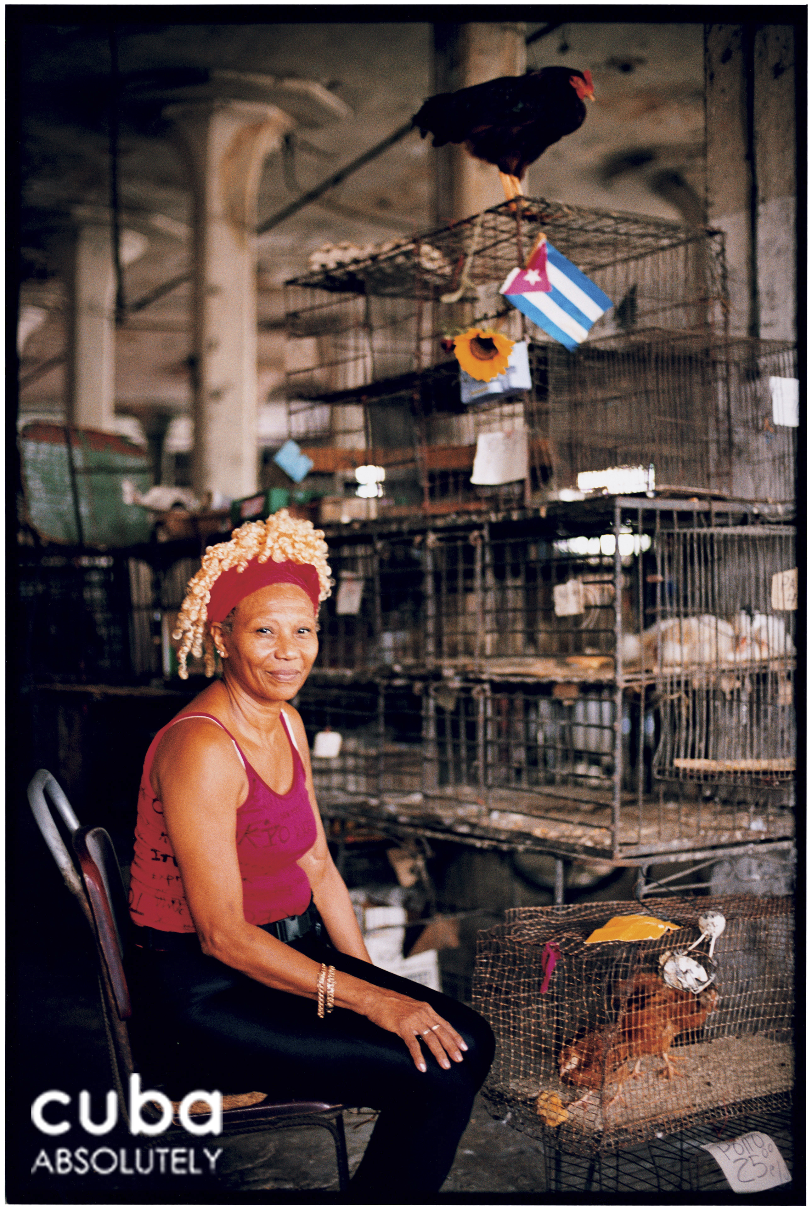 Live chickens are sold to be offered to Orishas as sacrifices. Havana, Cuba